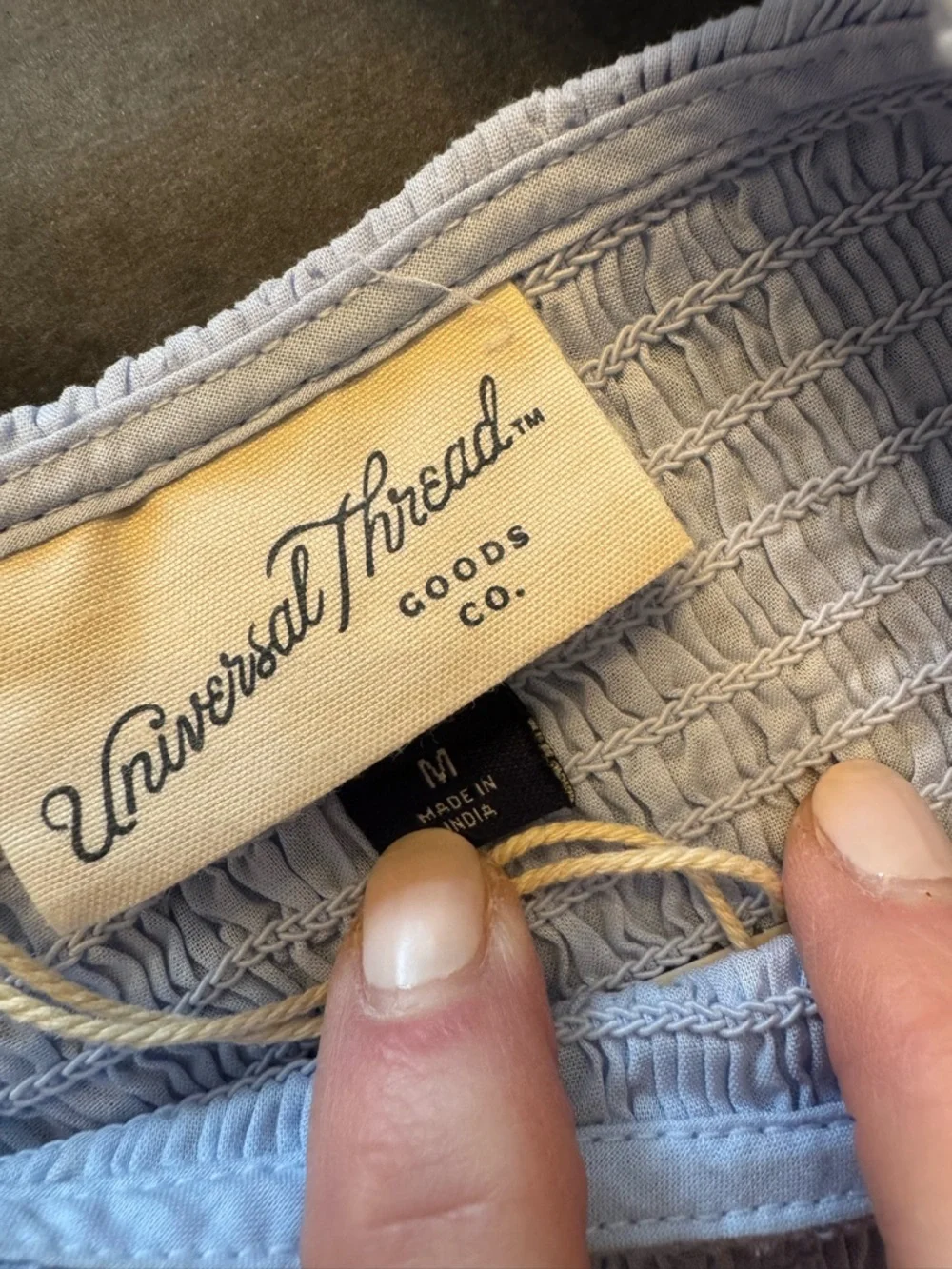 Universal Thread Light Blue Smocked Crop Top with Eyelet Sleeves - Picture 4 of 6